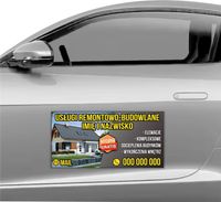 MAGNES NA SAMOCHÓD MAGNETYCZNA REKLAMA 60X30 cm USŁUGI REMONTOWO BUDOWLANE
