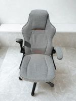 FOTEL GAMINGOWY OBROTOWY, SZARY, TKANINA F6