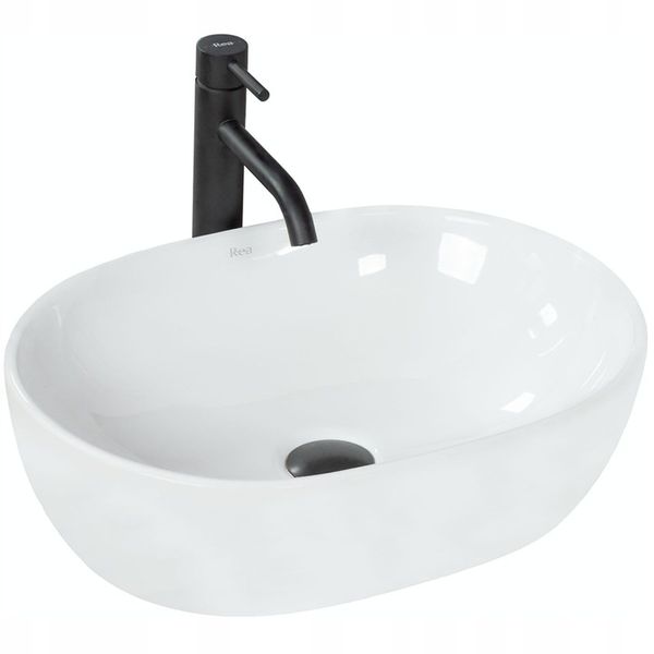 Umywalka Nablatowa Owalna Biała Rea Amelia White 48 cm zdjęcie 1