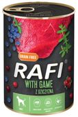 Pełnoporcjowa karma z witaminami dla dorosłych psów - Rafi Dziczyzna 400g