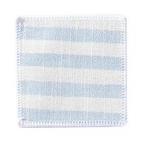 Płócienna podkładka pod kubek 10 x 10 cm kremowa w błękitne paski do sublimacji