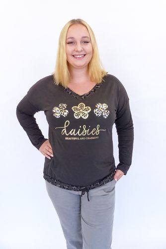 Wiązana Bluzka Damska z Koniczynką Czekoladowa UNI na Arena.pl