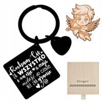 Brelok do kluczy z grawerem PREZENT na WALENTYNKI stal 316L czarny BLINGART