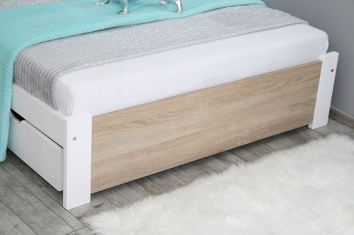 Łóżko pojedyncze 3D 90x200 białe dąb sonoma MATERAC Pi + stelaż gratis na Arena.pl