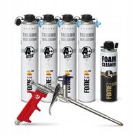 Piana PUR do ociepleń izolacji 850ml x 4 +pistolet +czyścik 500ml Fome Flex