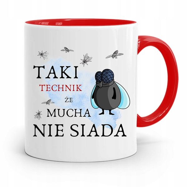 Dla Technika Kubek Czerwony Prezent Z Nadrukiem Ze Zdjęciem zdjęcie 1