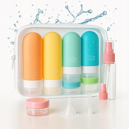 KOSMETYCZKA PODRÓŻNA POJEMNIKI DO SAMOLOTU BUTELKI ZESTAW PODRÓŻNY na Arena.pl