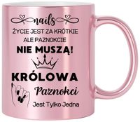 KUBEK RÓŻOWY PREMIUM DLA KOSMETYCZKI STYLISTKI PAZNOKCI ŚMIESZNY PREZENT