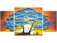 80X40CM ZEGAR ODPOCZYNEK BŁĘKITNYM DRZEWEM OBRAZ