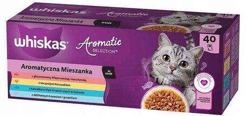 WHISKAS AROMATIC SELECTION MIX SMAKÓW AROMATYCZNA MIESZANKA W SOSIE 40x85g na Arena.pl