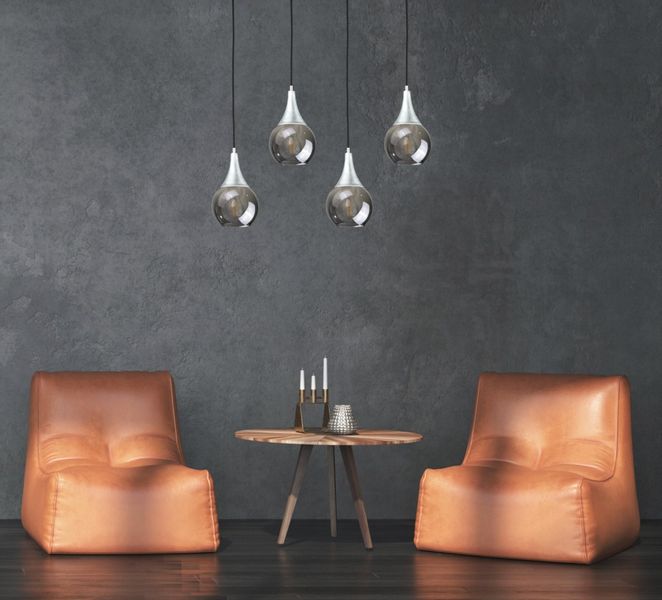 Lampa wisząca 4xE27 LACRIMA SMOKY/SILVER zdjęcie 2