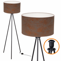 Lampa stojąca Trigni CZARNA - Nowoczesny Design abażur brązowy CONCRET
