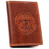 duży, skórzany portfel męski z wytłoczonym znakiem zodiaku - peterson