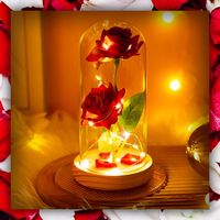 WIECZNA RÓŻA W SZKLE LED ŚWIECĄCA FLOWER BOX PUDEŁKO PREZENT NA WALENTYNKI