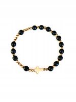 Bransoletka różaniec z kamienia Onyks 6 mm ze złotym Hematytem prezent