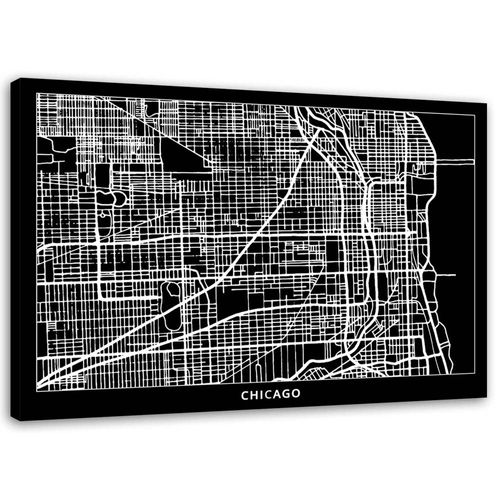 Obraz na płótnie, Chicago - plan miasta, 1-częściowy 120x80 na Arena.pl