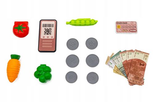 Sklepowa KASA Fiskalna DUŻY Zestaw dla Dzieci Mikrofon Waga Koszyk Czytnik na Arena.pl