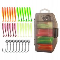 ZESTAW Woblerów SZCZUPAK SANDACZ Ripper KOPYTA x24 HAKI Jig x8 Pudełko 33el