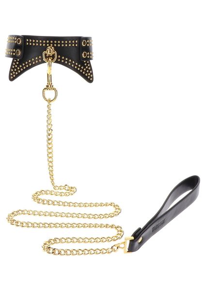 Studded Collar and Leash Black zdjęcie 1