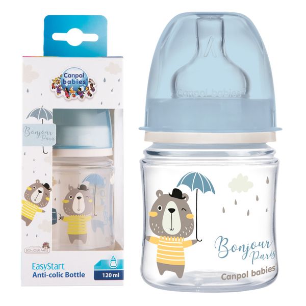 CANPOL Butelka antykolkowa easystart 0m+ 120ml niebieska zdjęcie 1