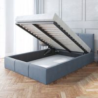 Łóżko 140x200 tapicerowane stelaż materac AMBER