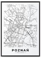 Plakat plan miasta Poznań 61x91 cm w czarnej ramie