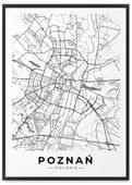 Plakat plan miasta Poznań 61x91 cm w czarnej ramie