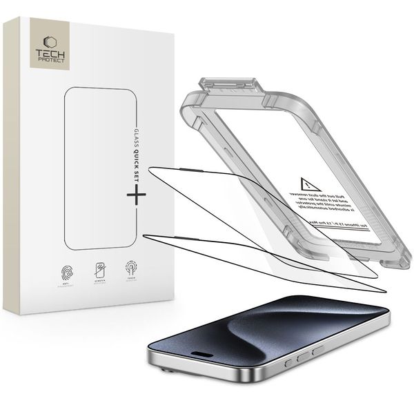 2x Szkło Hartowane Tech-Protect do Apple iPhone 15 Pro Czarne zdjęcie 1