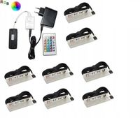 Zestaw LED RGB 8 x klips PCV do szklanych półek