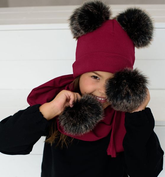 Zestaw czapka i chusta Mija, amarantowy 47 zdjęcie 3