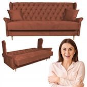 wersalka uszak welurowa sofa 3osobowa rozkładana gaja brązowa family meble