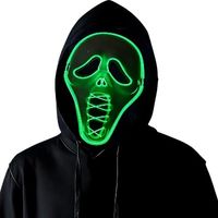 Maska Halloween LED Krzyk Ghost Scream Świecąca Straszna 3 Tryby Gąbka
