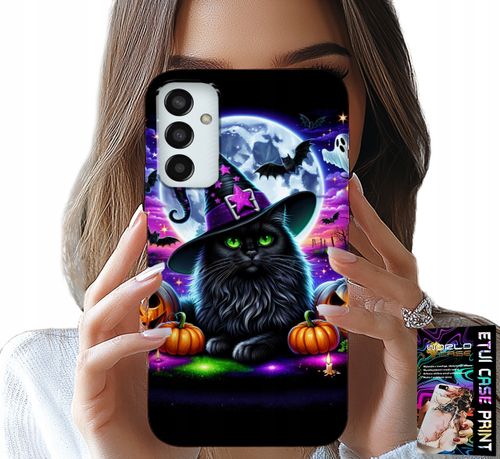ETUI DO SAMSUNG GALAXY M23 - CZARNY KOTEK HALLOWEEN SALEM DYNIA WZORY na Arena.pl