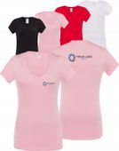 Damska koszulka V-Neck TWÓJ WŁASNY HAFT LOGO firmowa reklamowa 10 sztuk