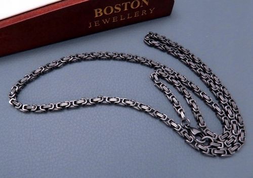 CZARNY ŁAŃCUSZEK + KRZYŻYK CZARNA STAL CHIRURGICZNA 316L SPLOT KRÓLEWSKI na Arena.pl