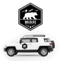 NAKLEJKA NA SAMOCHÓD dekoracyjna wildlife napis niedźwiedź KAMPER 50 cm