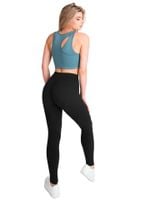 Legginsy damskie getry z marszczeniem czarne XL YOCLUB