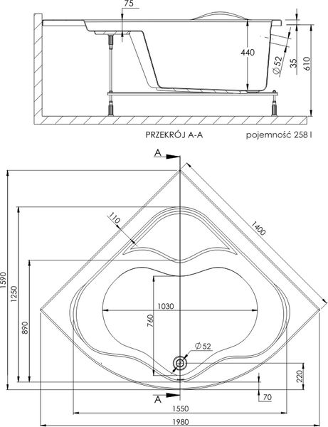 Wanna z hydromasażem 140x140 SPA 3 lata gwarancji PL zdjęcie 3
