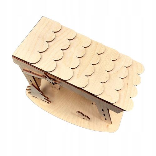 ŚWIĄTECZNA SZOPKA Z DREWNA BETLEJEM STAJENKA Z LAMPKAMI STOJĄCA OZDOBA 22CM na Arena.pl