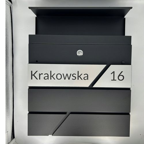 DUŻA SKRZYNKA NA LISTY Z ADRESEM NUMEREM DOMU ANTRACYT POCZTOWA GRAWEROWANA na Arena.pl