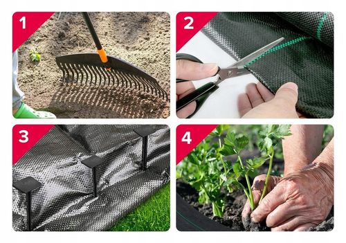 AGROTKANINA 135g 1,6x50m agrowłóknina PREMIUM UV 3% mocna czarna mata+kotwy na Arena.pl