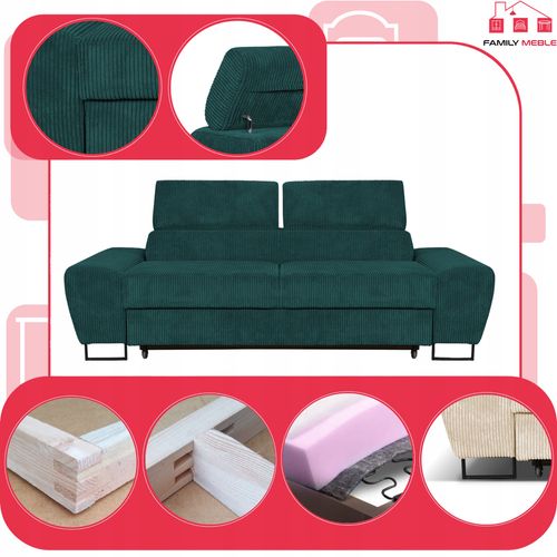 Sofa kanapa Savio salon Family meble zielony sztruks reg zagłówek na Arena.pl