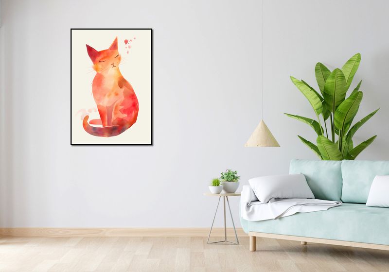 Plakat 70x100cm Akwarelowy Kot zdjęcie 4