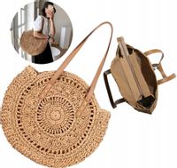 Klasyczna Torebka Torba Okrągła Słomiana Na Zakupy