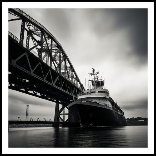 Plakat 100x100cm Statek przy Moście na Arena.pl