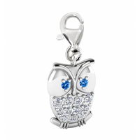 SREBRNY CHARMS SOWA Z SZAFIRAMI PRÓBA SREBRA 925