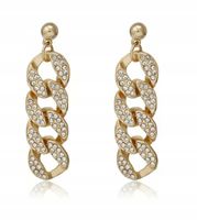 Kolczyki Eleganckie Sztyft cyrkonie wiszące złote