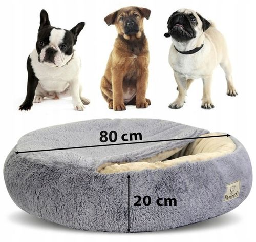 Legowisko dla psa FLUFFY 80 cm jasnoszare na Arena.pl