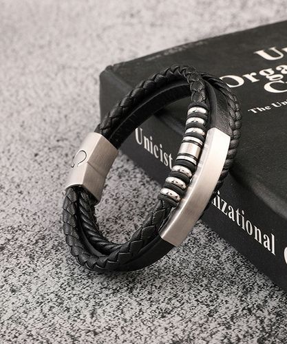 Bransoletka OJCA syna męska skórzana KOLUSZKA srebrne z grawerem PREZENT na Arena.pl