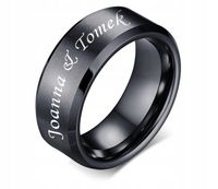 OBRĄCZKA CZARNA STAL z grawerem 26